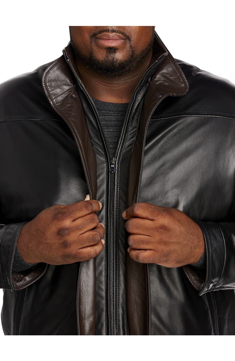 Remy Big
Tall Double-Collar Butterskin Leather Jacket, Alternate, color, Noir/Rustic
