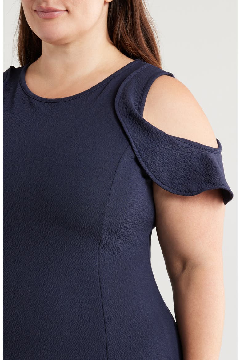 Ruffle Cold Shoulder Maxi Dress, Alternate, color, NAVY