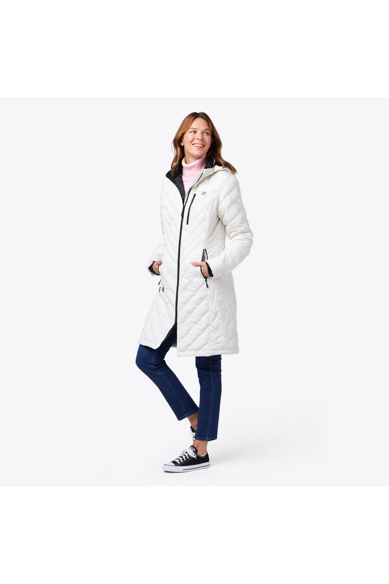 Meridian Long Heated Puffer Jacket, Main, color, Cream