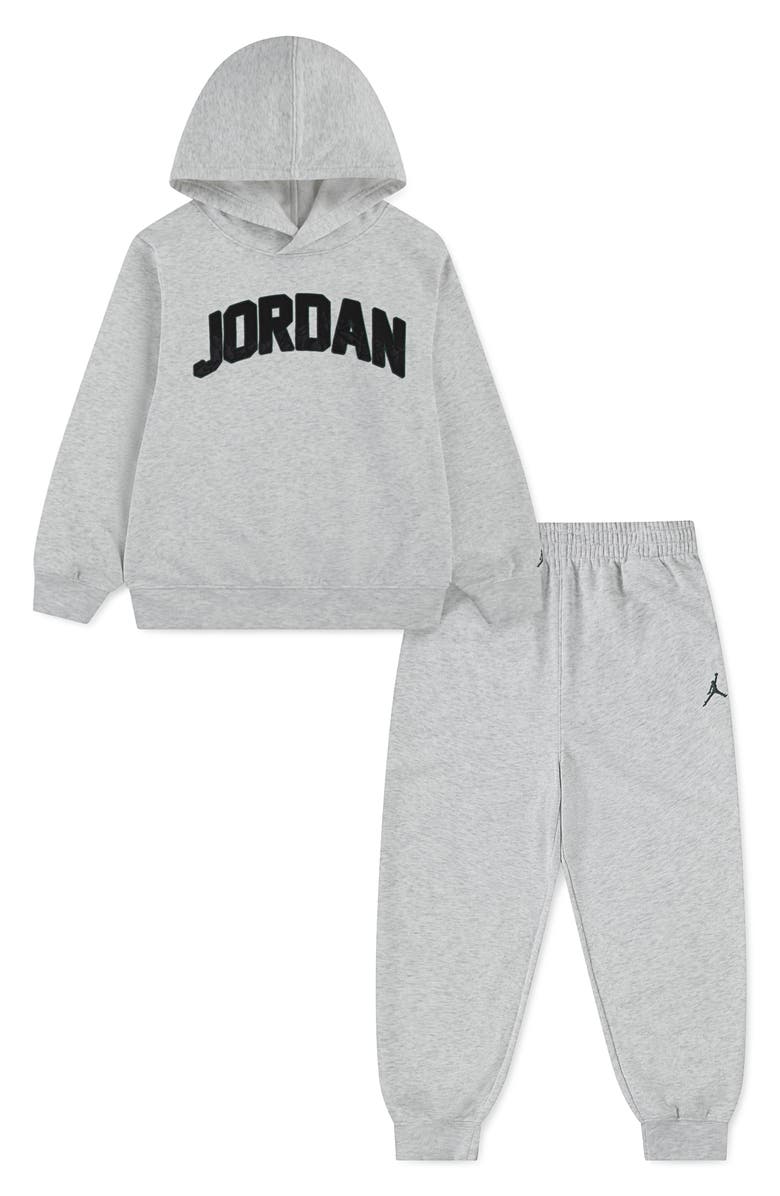 Jordan Kids' MJ AJ1 Fleece Hoodie & Joggers Set, Main, color, Birch Heather
