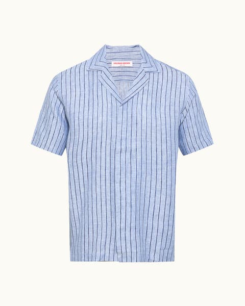 Maitan Lino Relaxed Fit Linen Stripe Shirt
