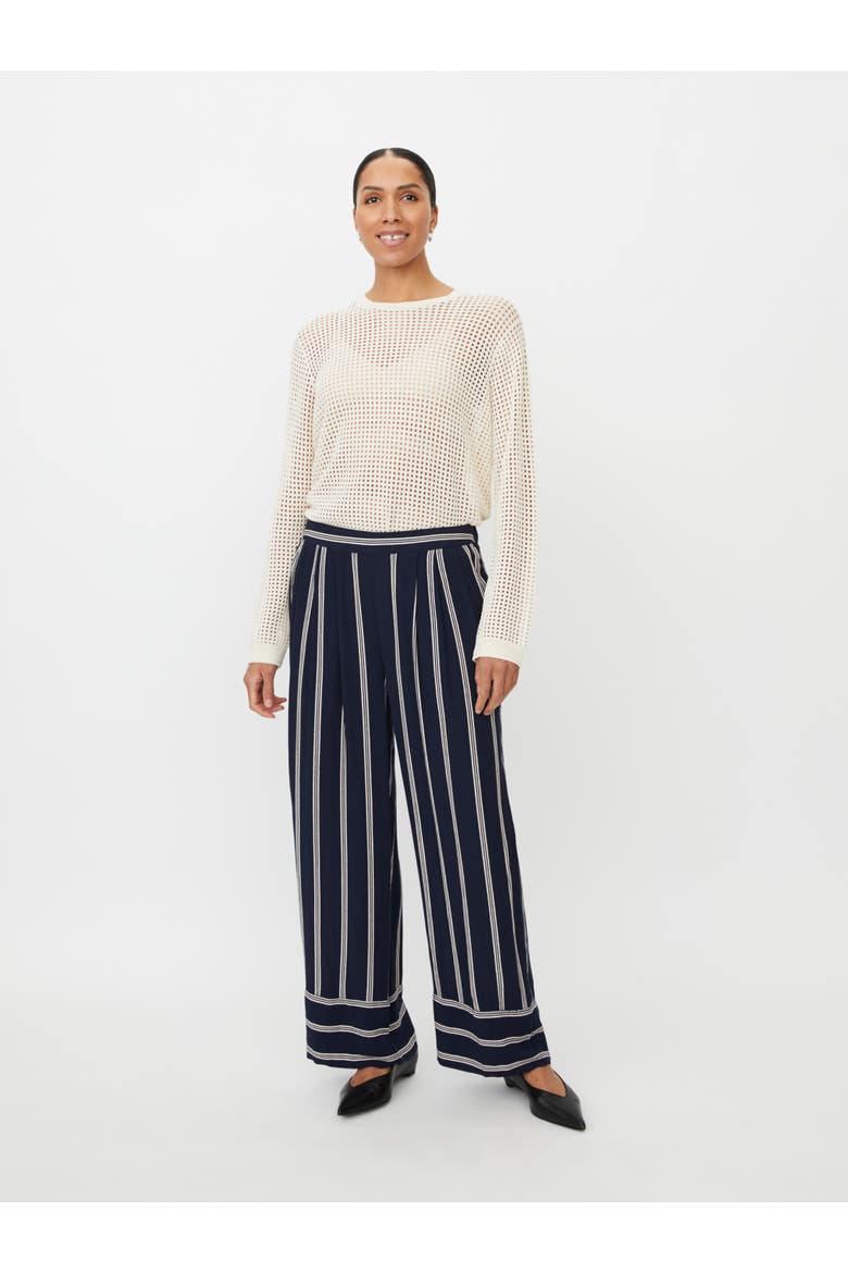 MaPattys Striped Wide Leg Trousers, Alternate, color, Navy Blazer