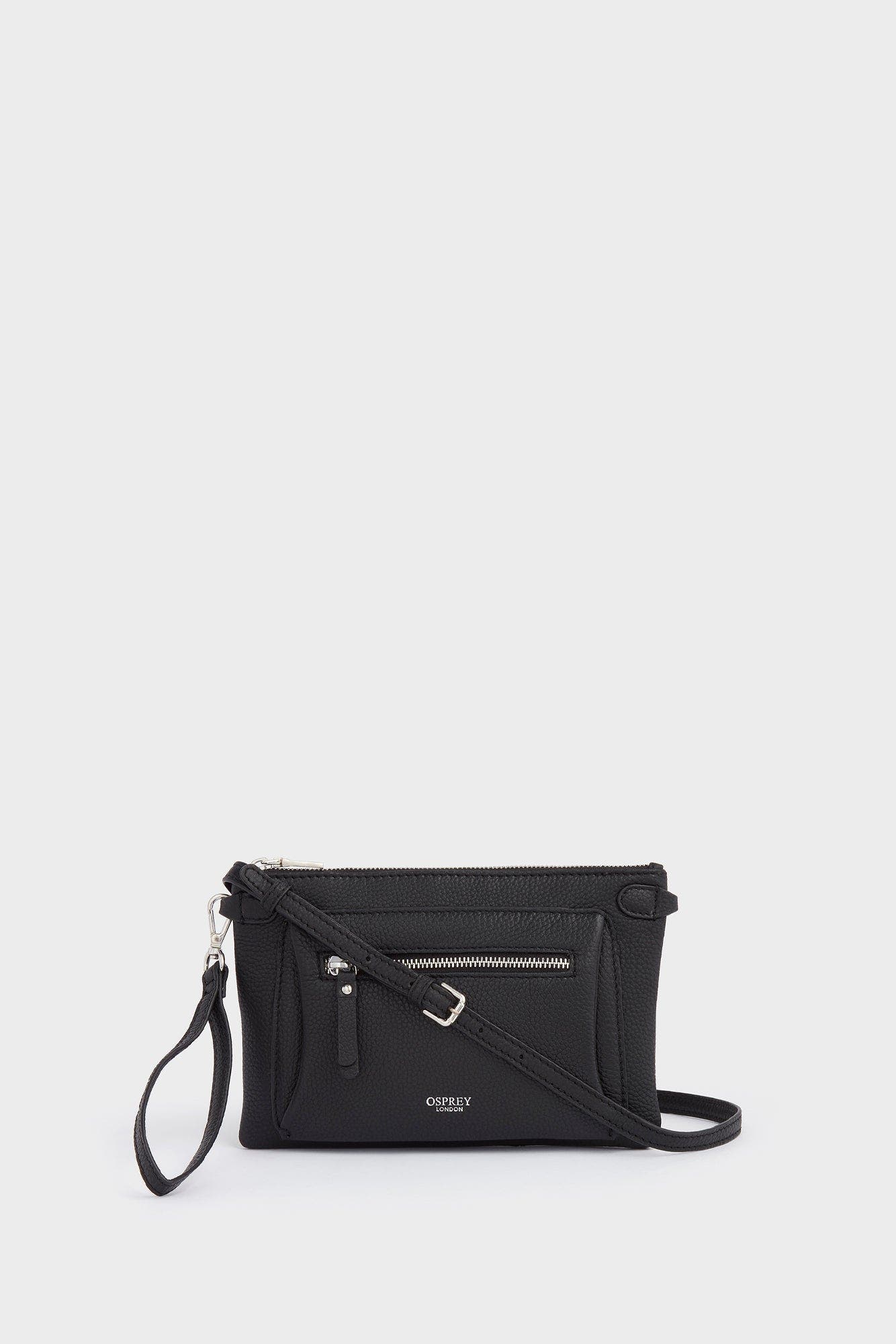 Osprey London The Ruby Leather Crossbody Bag, Main, color, Black