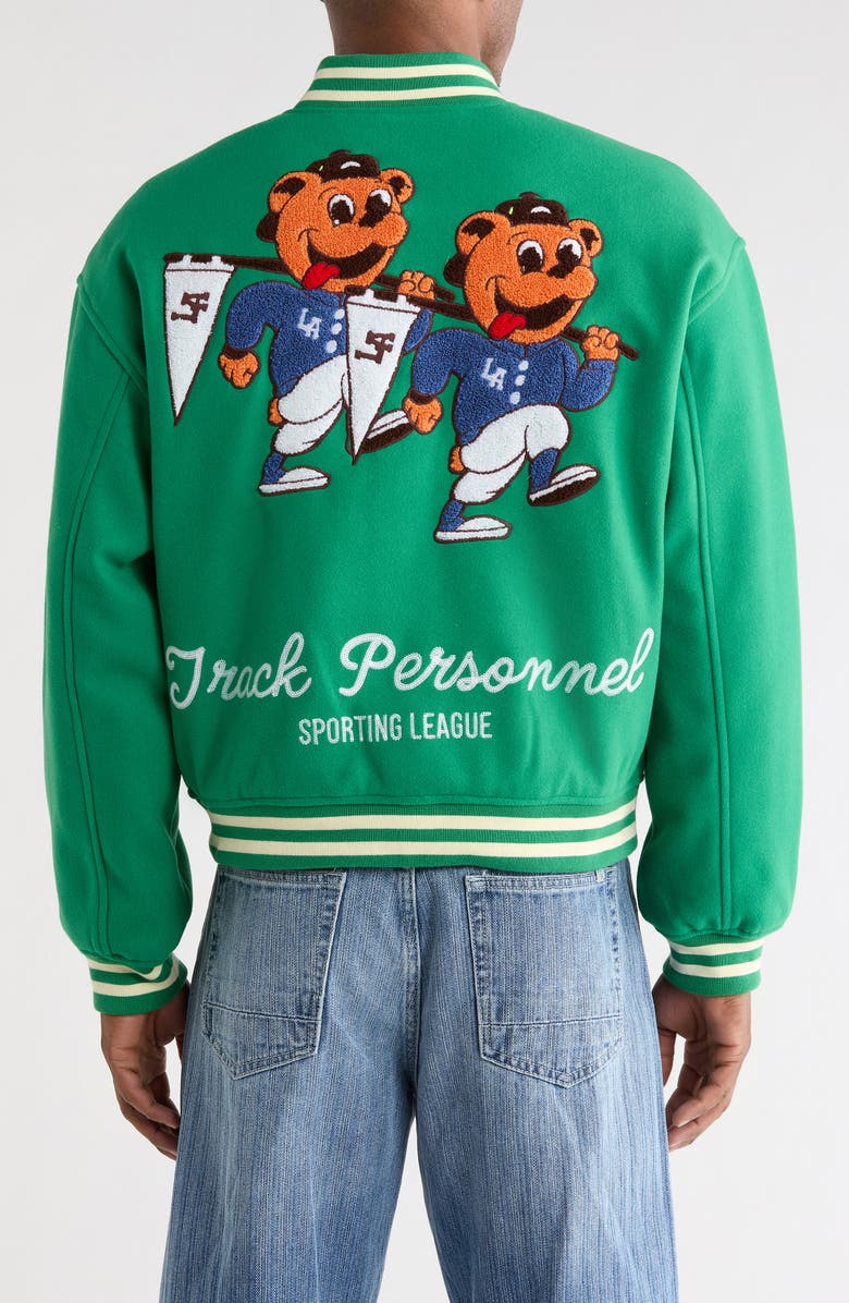 PacSun Track Varisty Jacket, Alternate, color, Green