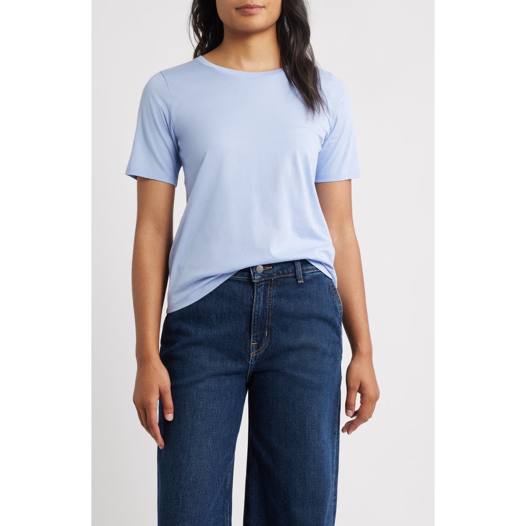 Eileen Fisher Crewneck Organic Cotton T-shirt In Blue