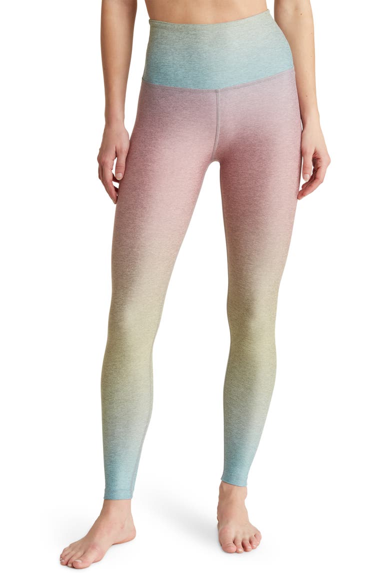 SoftMark Caught in the Midi High Waist Leggings, Main, color, LARGE SUNSET PRISMAT