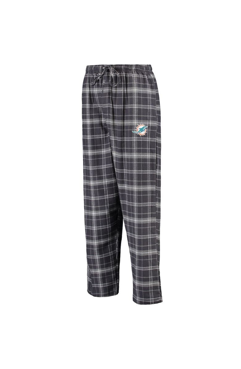 CONCEPTS SPORT Men's Concepts Sport Charcoal Miami Dolphins Ultimate Plaid Flannel Pajama Pants, Alternate, color,
