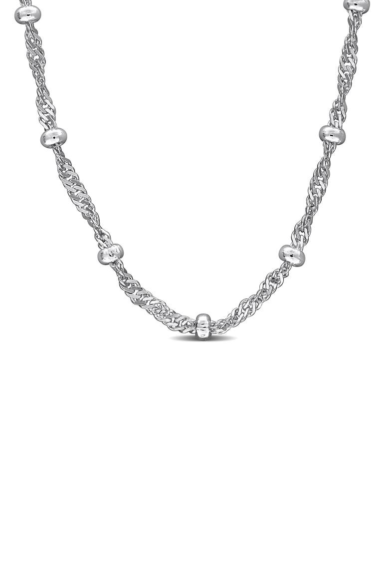 Saturno Bead Station Necklace, 2.8mm, Main, color, SILVER