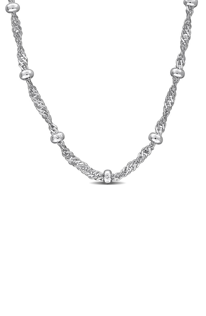 DELMAR Saturno Bead Station Necklace, 2.8mm, Main, color, Silver