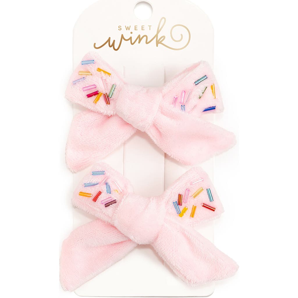 Sweet Wink Sprinkle Bow Clip Set In Pink