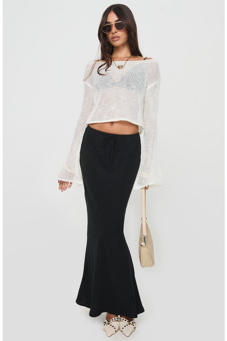 Cafe Pari Open Stitch Off the Shoulder Crop Sweater, Alternate, color, WHITE