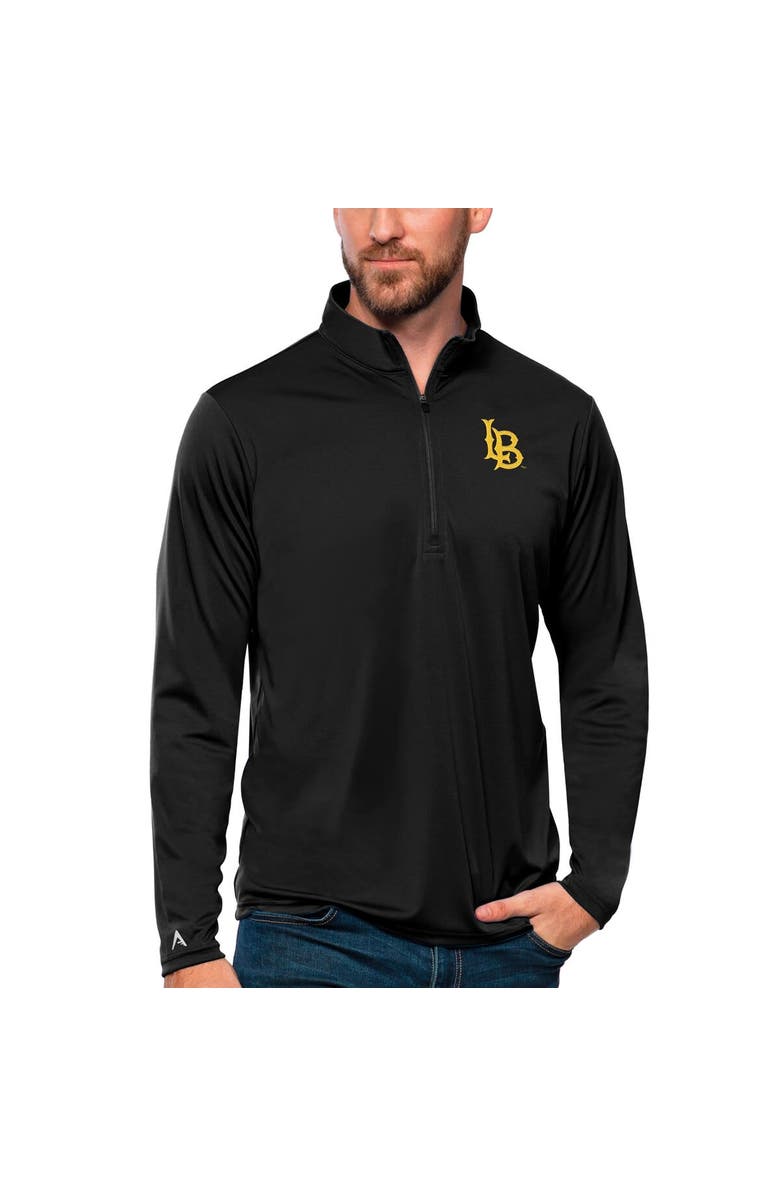 ANTIGUA Men's Antigua Black Cal State Long Beach The Beach Tribute Quarter-Zip Top, Main, color, Black