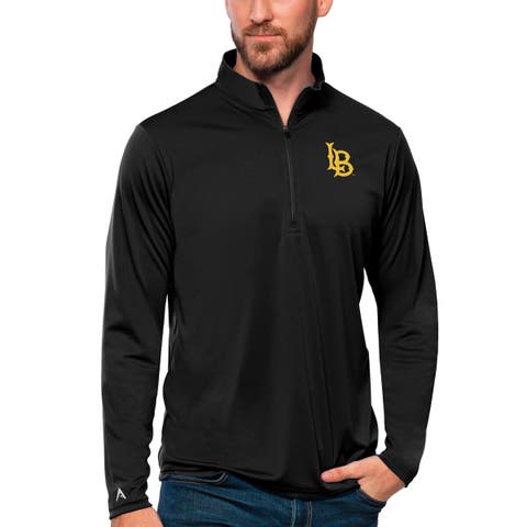 Men's Antigua Black Cal State Long Beach The Beach Tribute Quarter-Zip Top