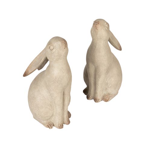 Charming Resin Rabbit Bookends, Grey