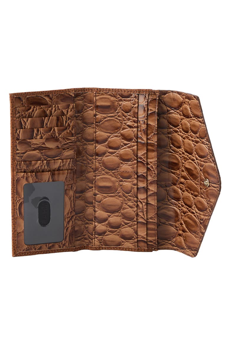 Veronica Croc Embossed Leather Wallet, Alternate, color, CINNAMON