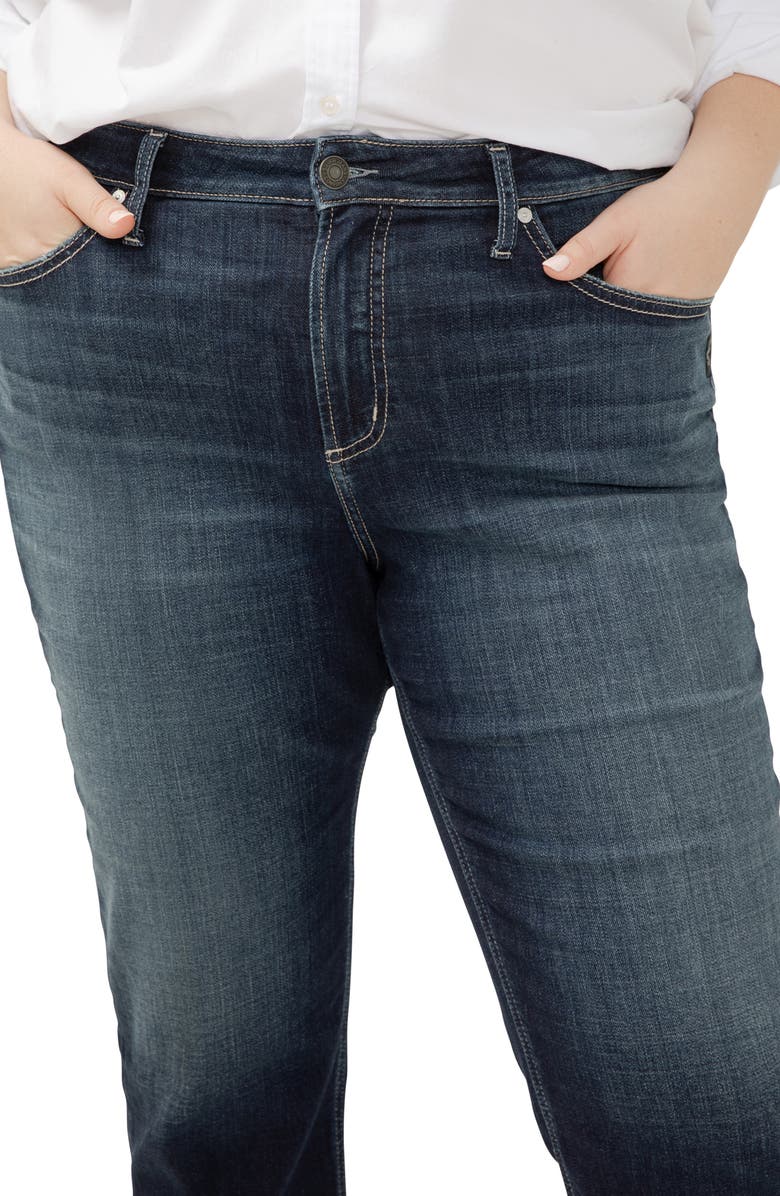 Silver Jeans Co. Avery Curvy High Waist Capri Jeans, Alternate, color, Indigo