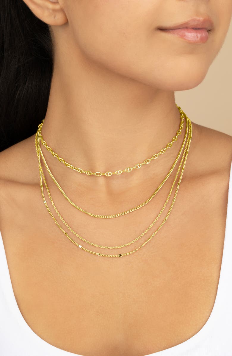 Sterling Forever Lulu Layered Chain Necklace, Alternate, color, Gold