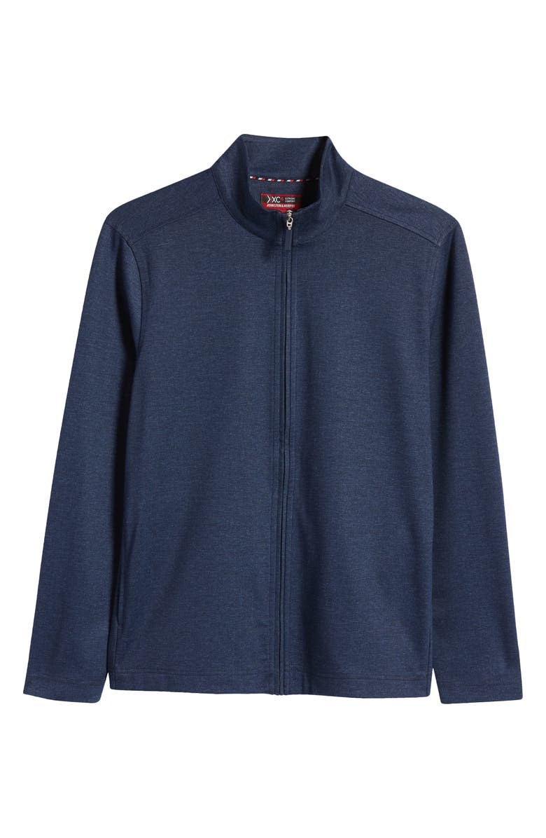 Johnston & Murphy Textured Full Zip Sweatshirt, Alternate, color, Navy