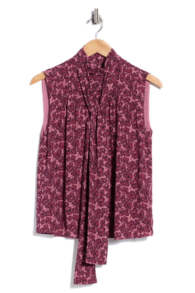 Allie Sleeveless Bow Top, Alternate, color, MAUVE ANEMONE FLORAL