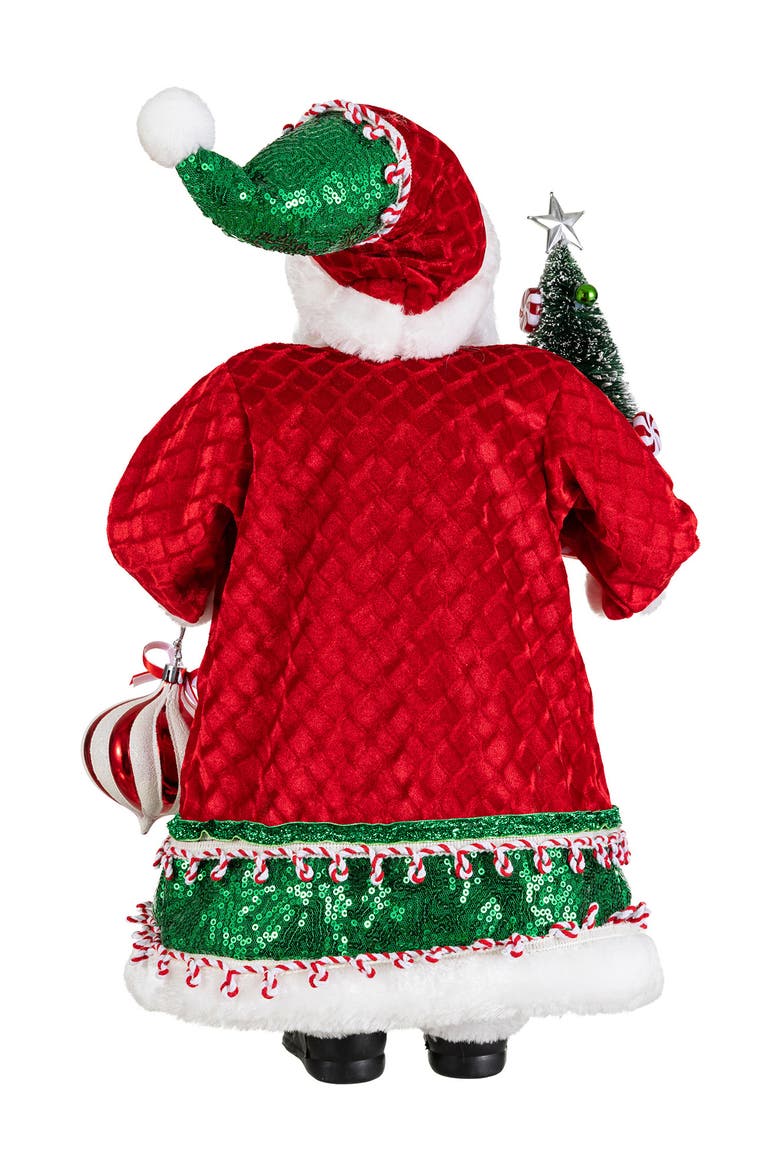 18"H Faux Fur Christmas Peppermint Santa Figurine, Alternate, color, Green