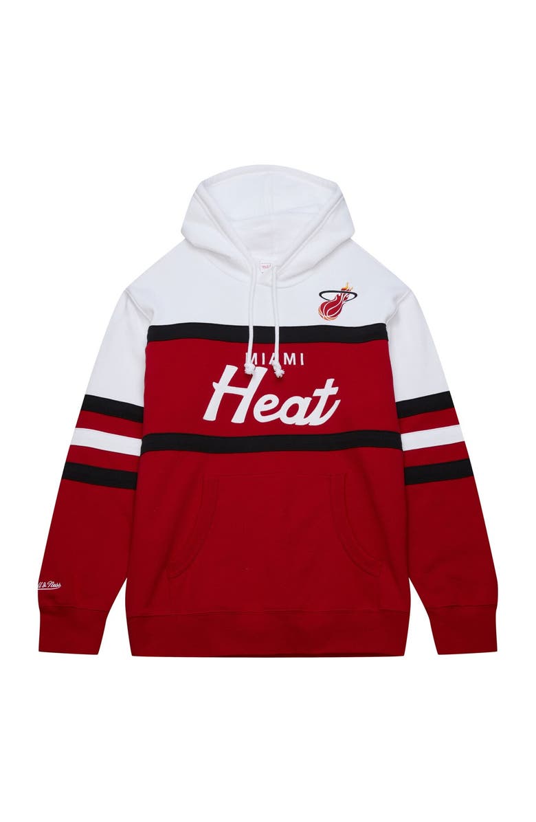 Mitchell & Ness Men's Mitchell & Ness Red/White Miami Heat Head Coach Pullover Hoodie, Alternate, color, Red