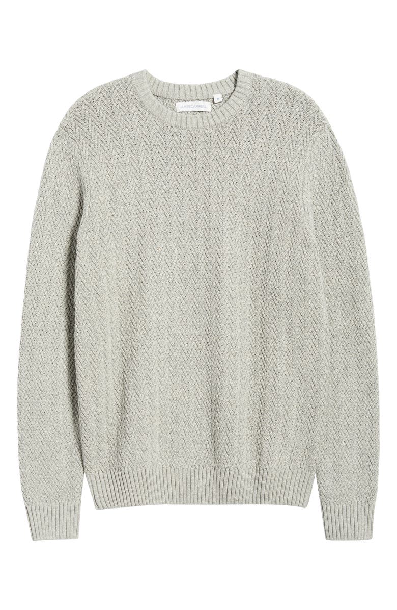 James Campbell Ayr Herringbone Stitch Cotton & Wool Blend Sweater, Alternate, color, Light Taupe