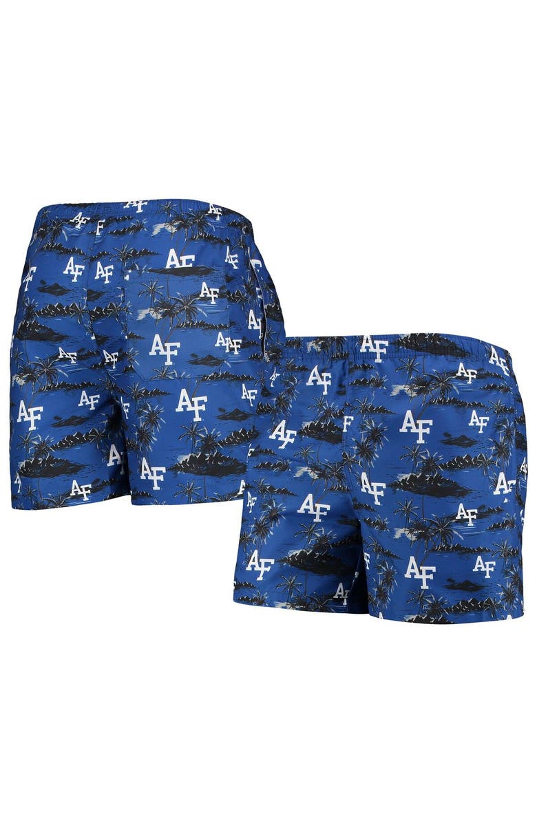 FOCO Men's FOCO Royal Air Force Falcons Island Palm Swim Trunks, Main, color, Royal