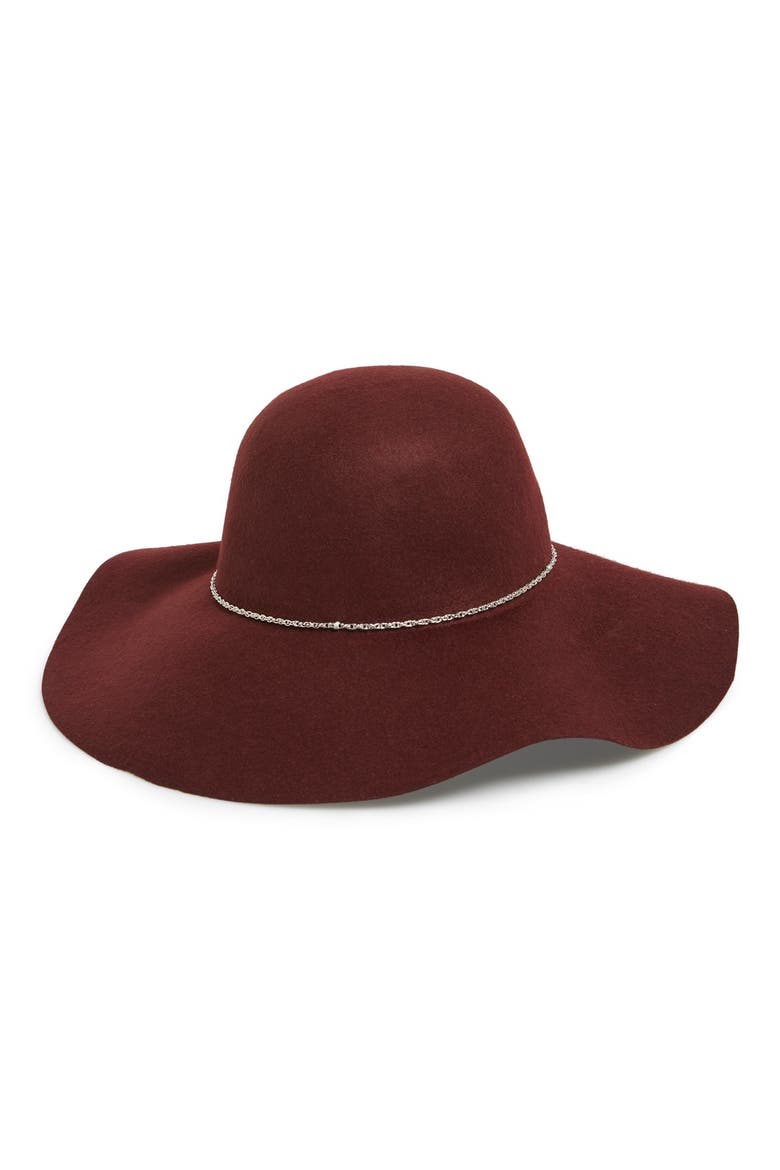 Floppy Wool Hat, Main, color, BURGUNDY