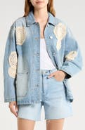 BLANKNYC Crochet Appliqué Denim Chore Jacket