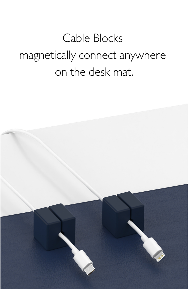 Function101 Desk Mat Pro + 2 Magnetic Cable Organizers, Alternate, color, Navy
