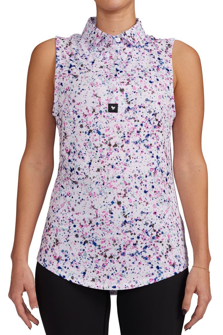 Paint Splatter Sleeveless Performance Golf Polo, Main, color, PAINT SPLATTER 3