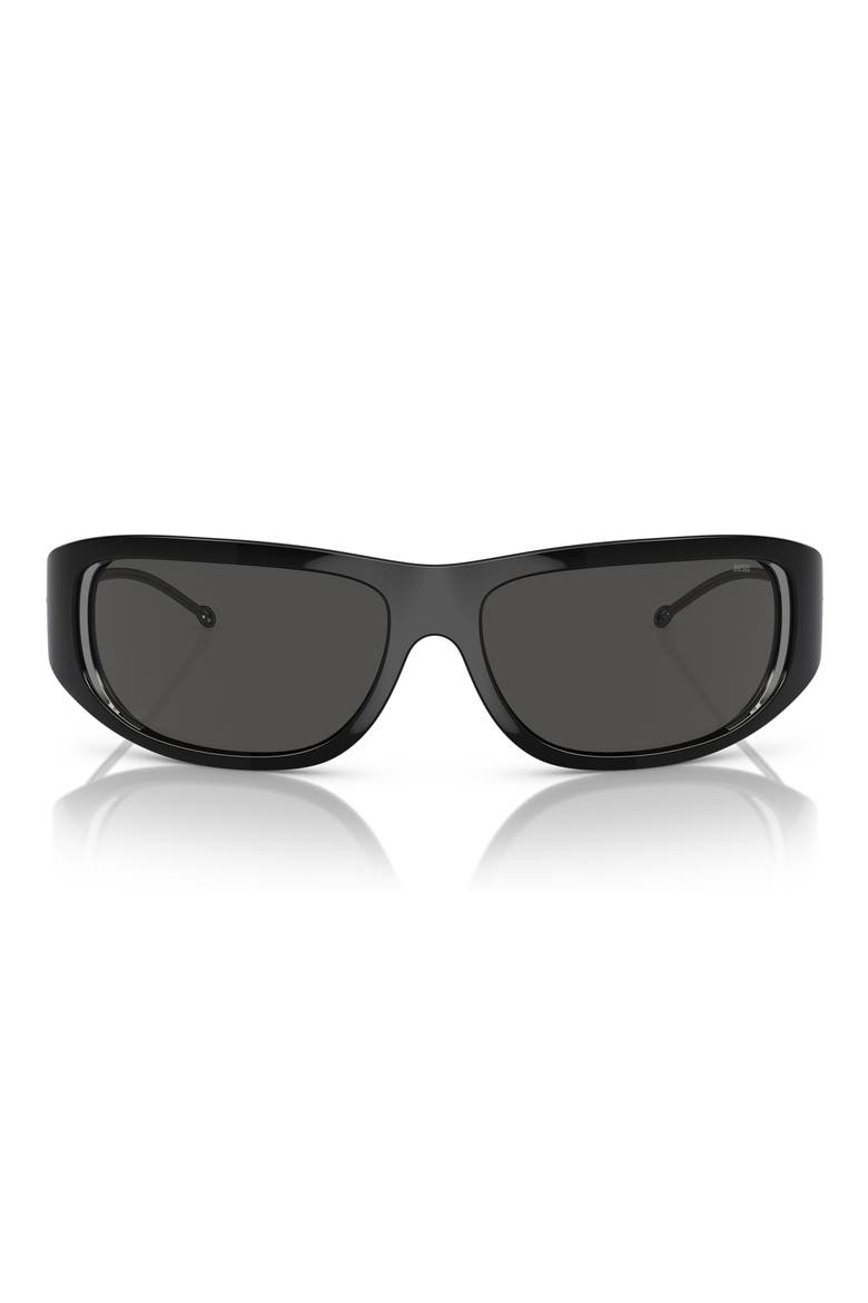 61mm Oval Sunglasses, Main, color, SHINY BLACK / DARK GREY