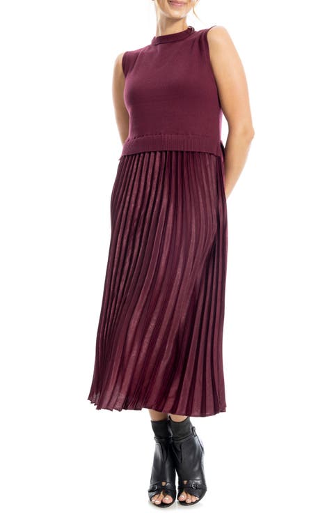 Mock Neck Sleeveless Twofer Dress