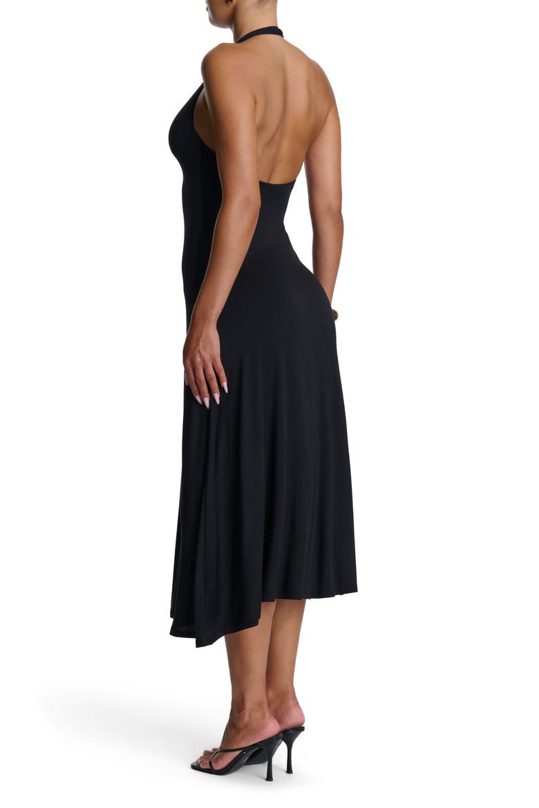 Halter Midi Dress, Alternate, color, BLACK