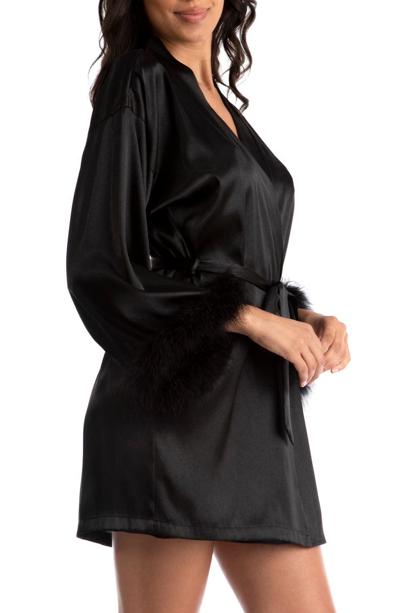 In Bloom by Jonquil Noelle Feather Trim Satin Wrap, Alternate, color, 