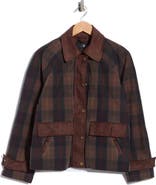 7 For All Mankind Plaid Quilted Barn Jacket with Faux Suede Trim