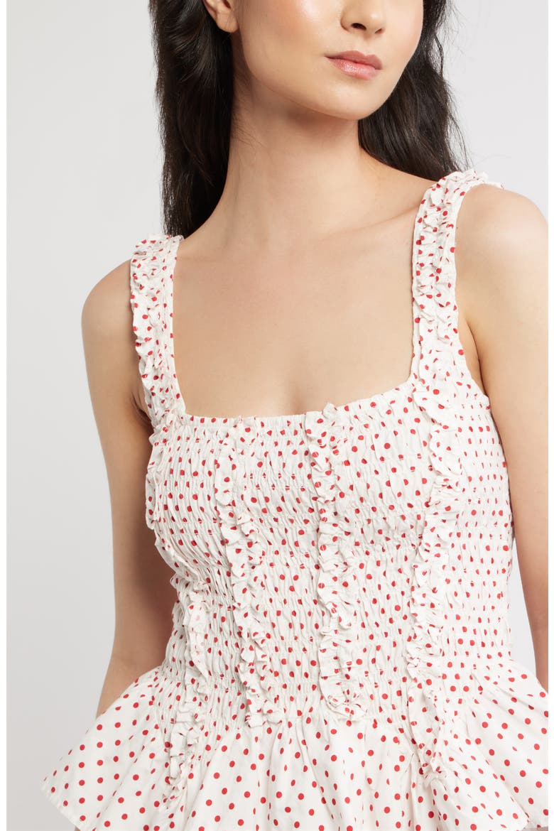 Raphi Smocked Peplum Cami, Alternate, color, WHITE