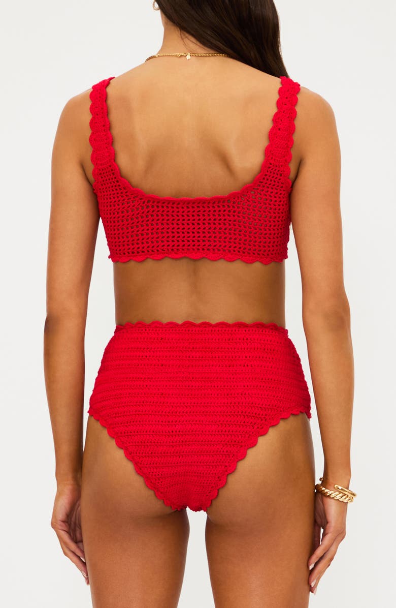 Beach Riot Andy Crochet Bikini Top, Alternate, color, Ruby Crochet