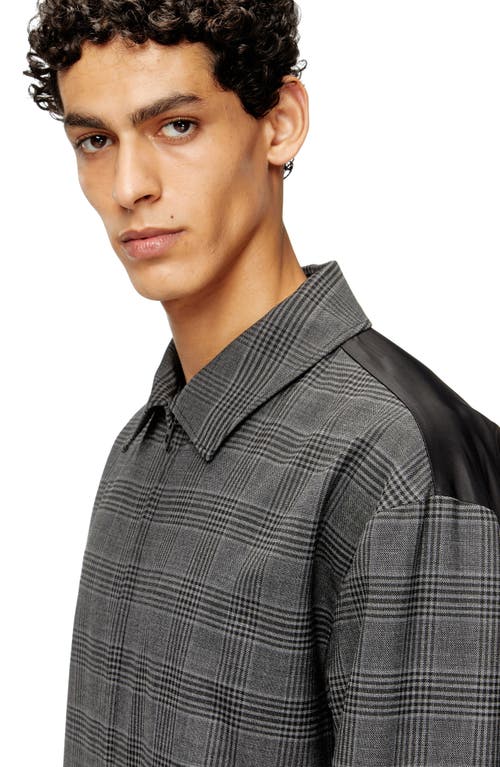 Diesel Coach Jacket In Prince Of Wales Wool Blend And Satin In Black