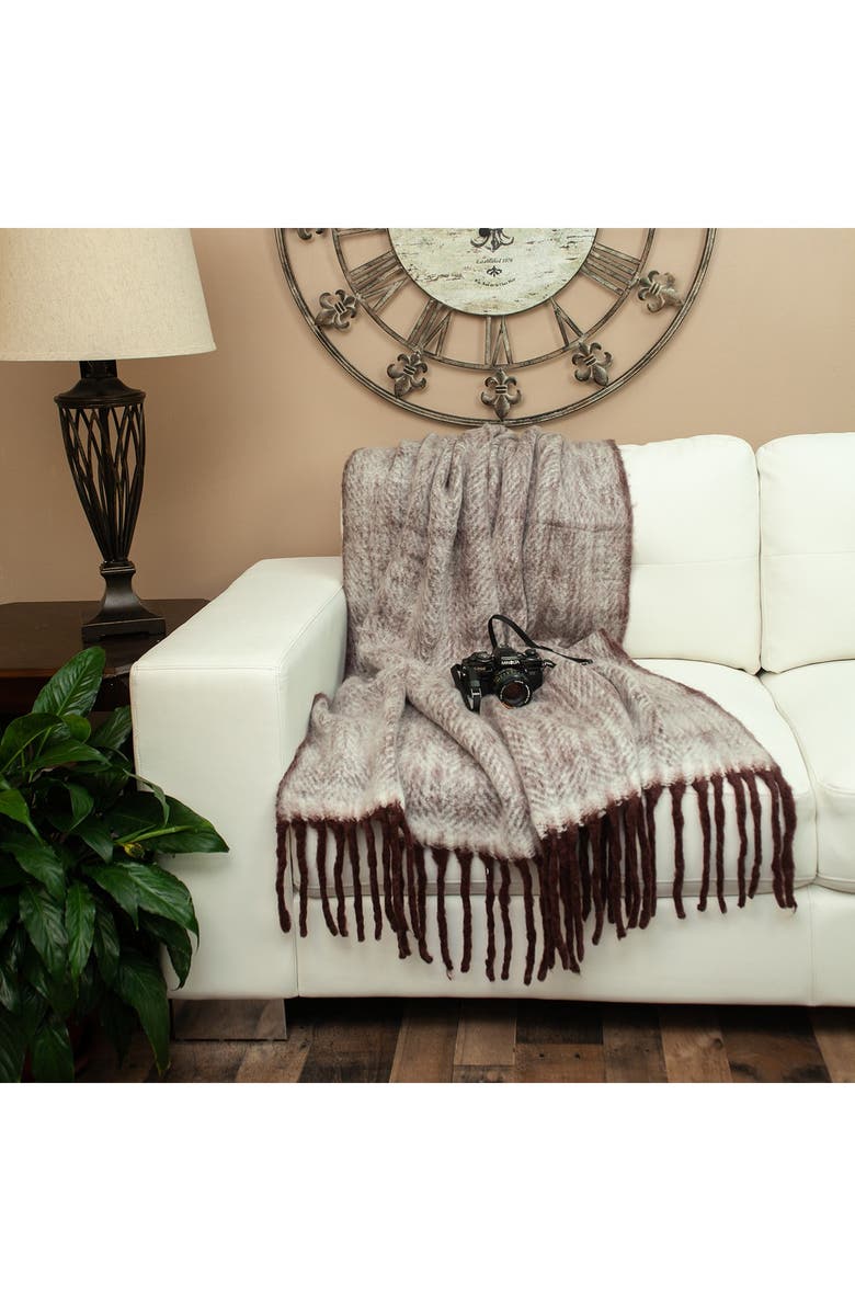 PARKLAND COLLECTION Nagar Transitional Purple 52" x 67" Woven Handloom Throw Blanket, Alternate, color, Purple