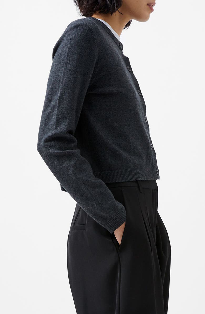 French Connection Crop Cardigan, Alternate, color, Charcoal Mel