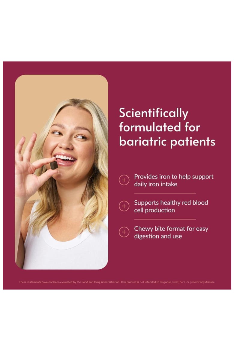 Iron 30 mg Chewy Bite with Vitamin C Chocolate Raspberry Supplement 30 Count, Alternate, color, None