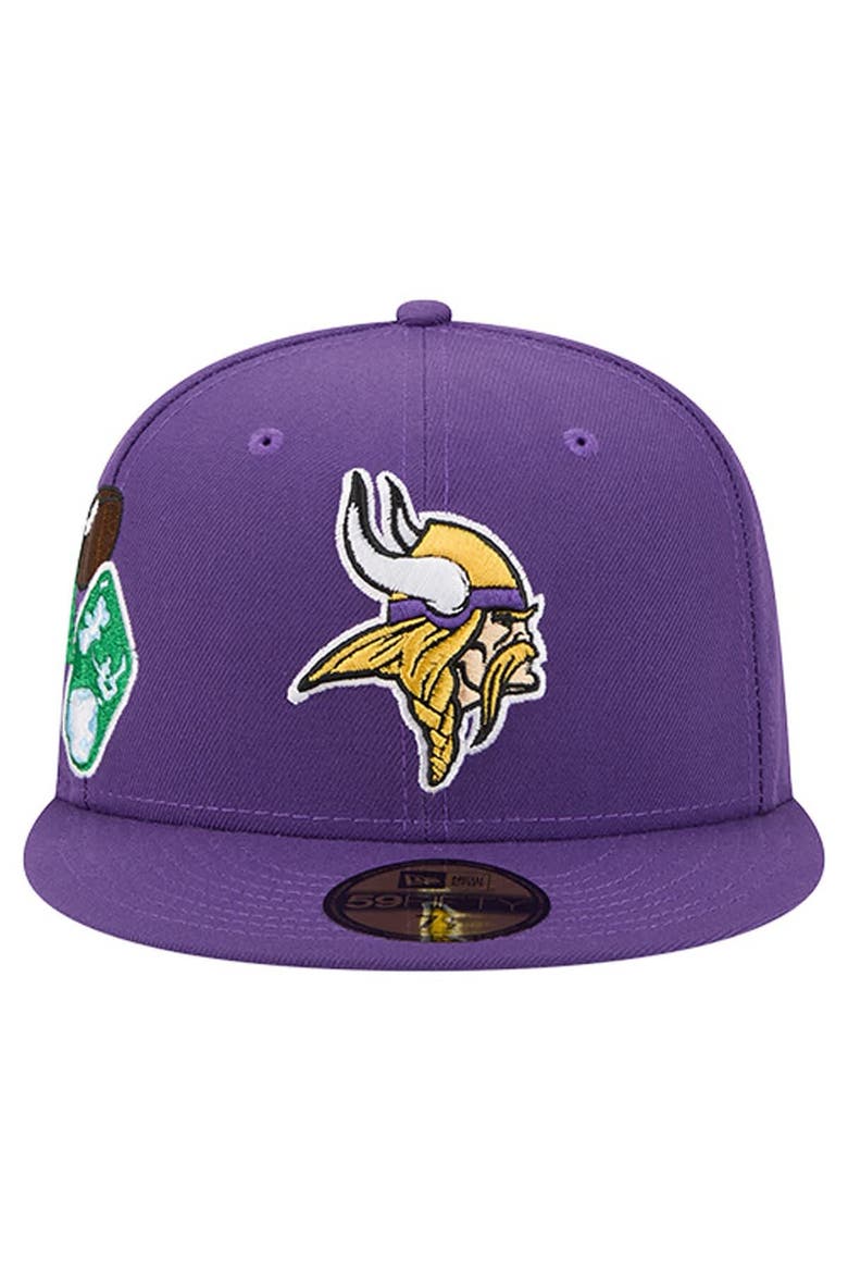 Men's New Era  Purple Minnesota Vikings Group Chat 59FIFTY Fitted Hat, Alternate, color, Purple