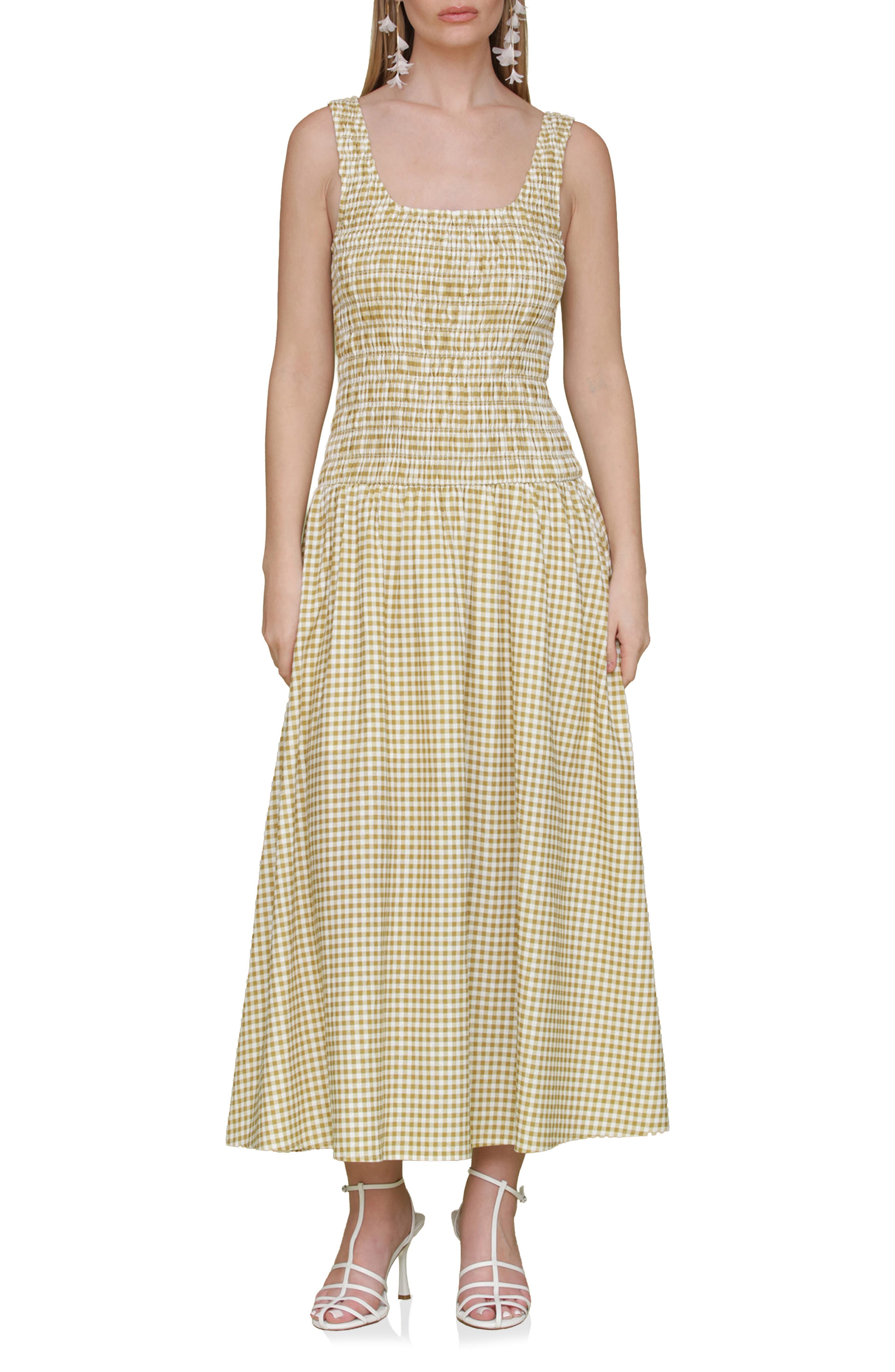 Smocked Sleeveless Fit & Flare Maxi Dress