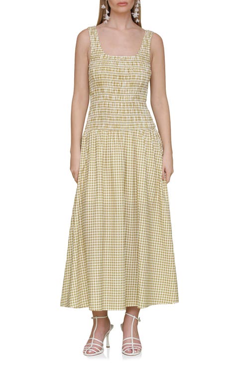 Smocked Sleeveless Fit & Flare Maxi Dress