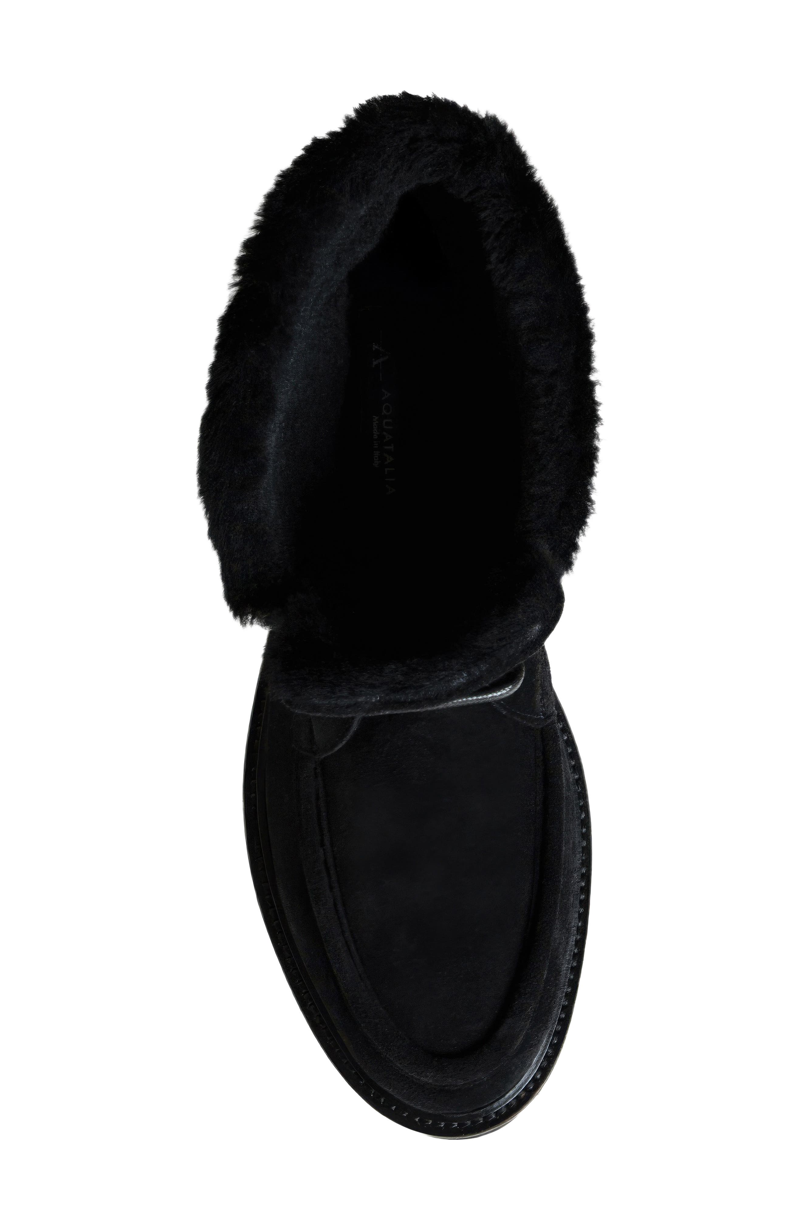 Ella Genuine Shearling Waterproof Boot, Alternate, color, BLACK SUEDE