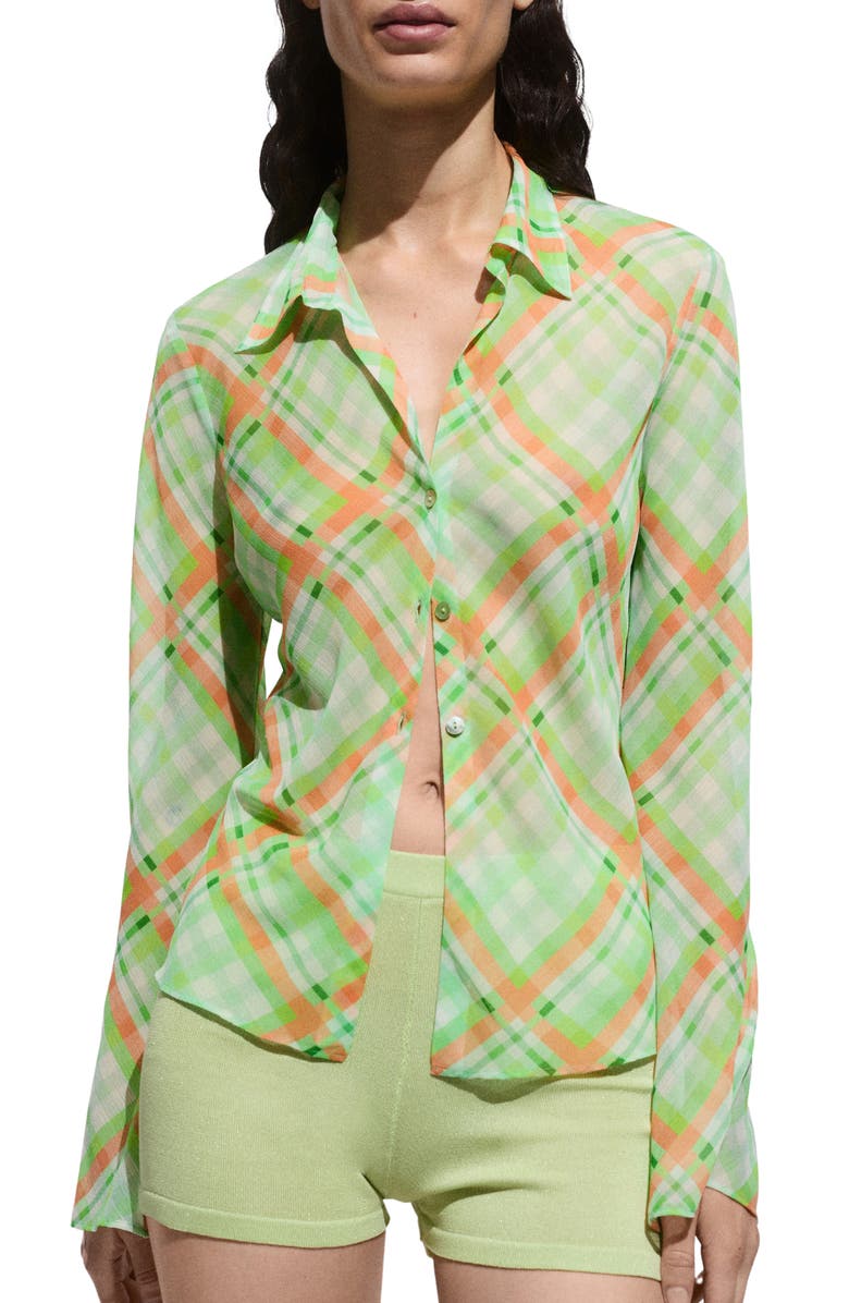 MANGO Check Button-Up Shirt, Main, color,
