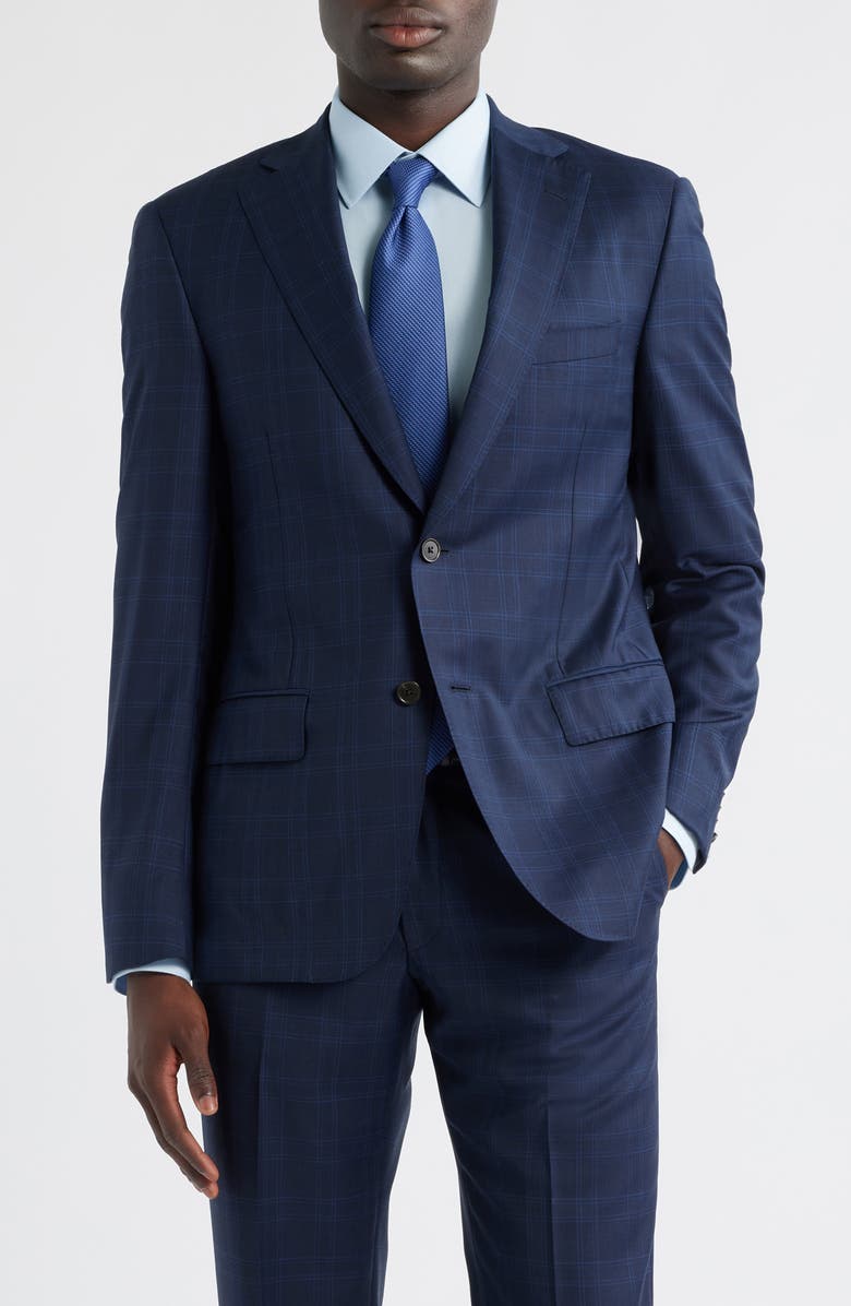 Heritage Gold Navy Plaid Wool Suit, Alternate, color, Navy