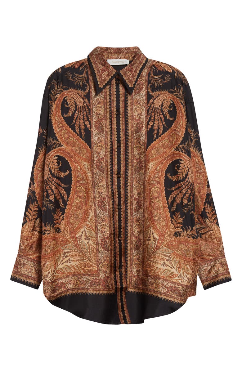 Zimmermann Hypnotic Paisley Silk Button-Up Shirt, Alternate, color, Black Paisley
