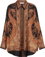 Zimmermann Hypnotic Paisley Silk Button-Up Shirt
